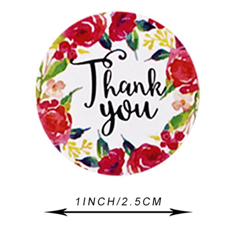 

500Pcs/roll Floral Thank You Sticker For Seal Labels Stationery Sticker Scrapbooking Christmas Adhesive Sticker Decoration