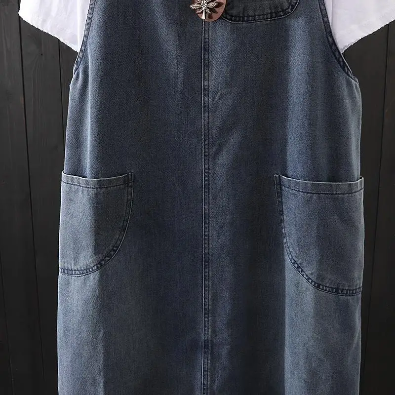 Джинсовые сарафаны для женщин 2021 сезон: весна лето новый размера плюс цельное