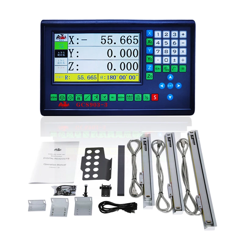 

3 Axis New Big Lcd Display Dro Set Digital Readout Kit with 3 Pcs 5U Linear Scales 50 to 1000mm for Mill Lathe Machines