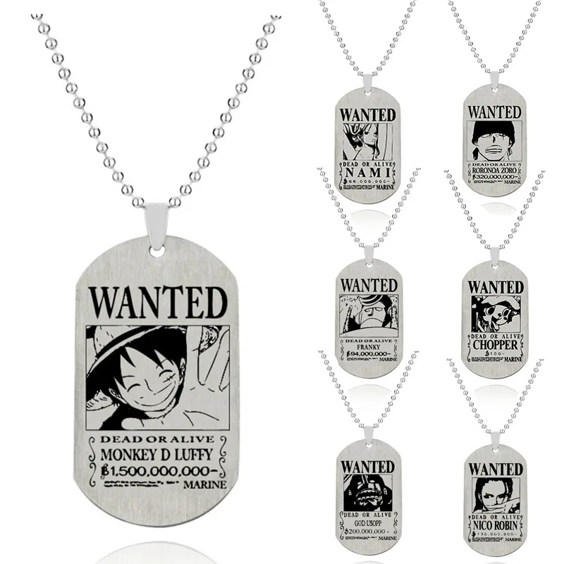 

Anime One Piece Necklace Metal Action Figures Zoro Nami Robin Luffy Chain Pendant Jewelry Accessories Kids Toys Christmas Gift