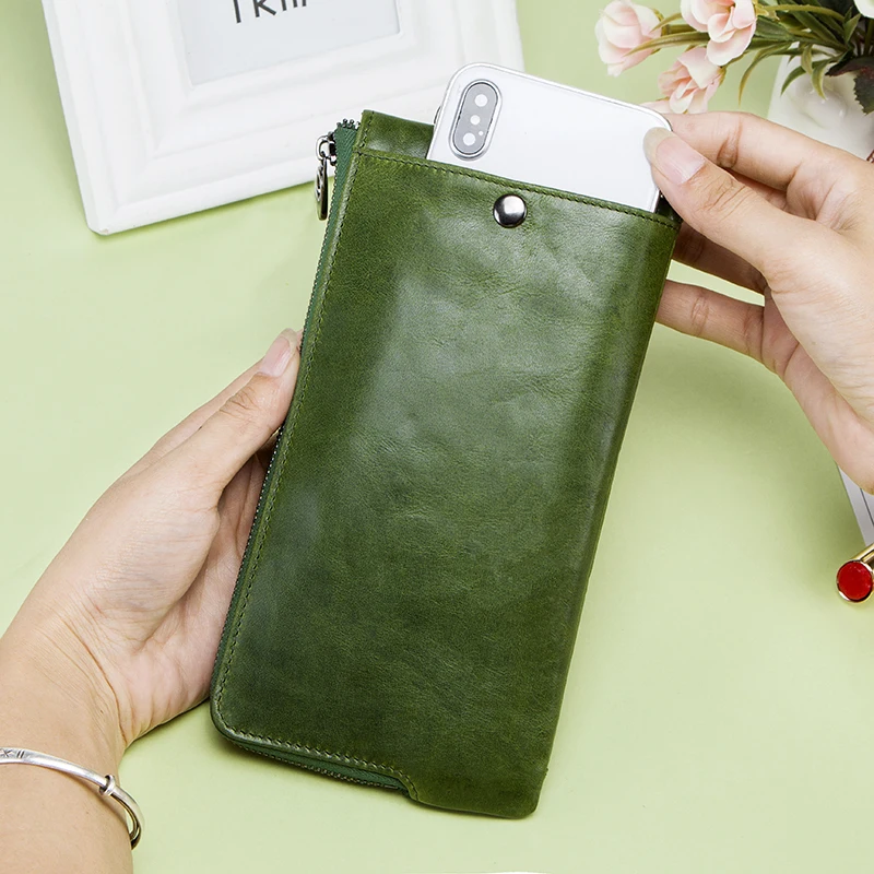 

Contacts genuine leather fashion long wallet women Rfid Card Holder wallets for women Zipper Coin Purse female Clutch bag