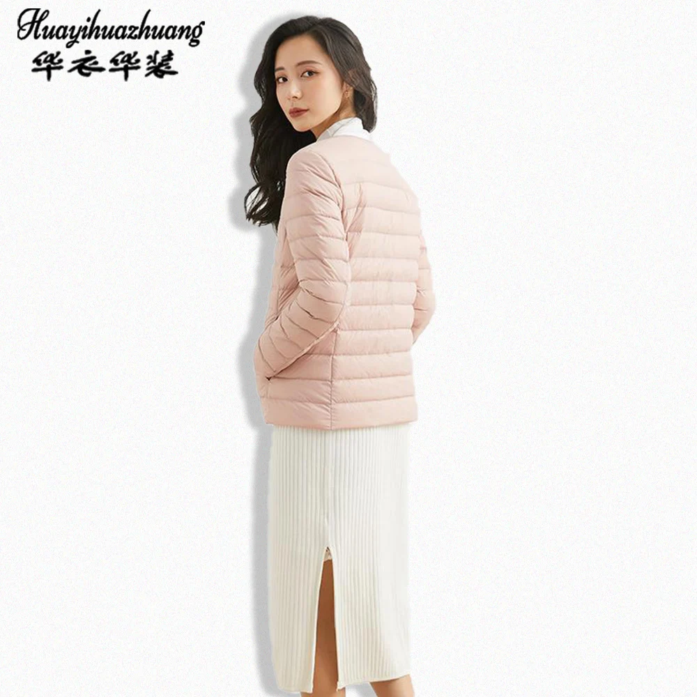 

Women Winter Light Down Jacket White Duck Down Jacket Long Sleeve Warm Coat Parka Female Solid Portable Stand-up collar Outwear