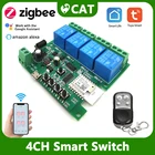 4-канальный выключатель света с дистанционным управлением Zigbee RF433, 4-канальный модуль радиоресивера с релейным выходом 10 А + передатчик для открывания Гаражных дверей, Лидер продаж