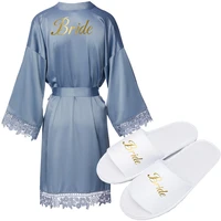 bride robe bridesmaid robes women matt satin lace robe bridal wedding robe bathrobe sleepwear dressing white robes