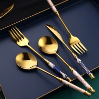bone china dinnerware sets luxury creative quality vintage fork spoon knife set exquisite bestekset kitchen tableware dk50ds