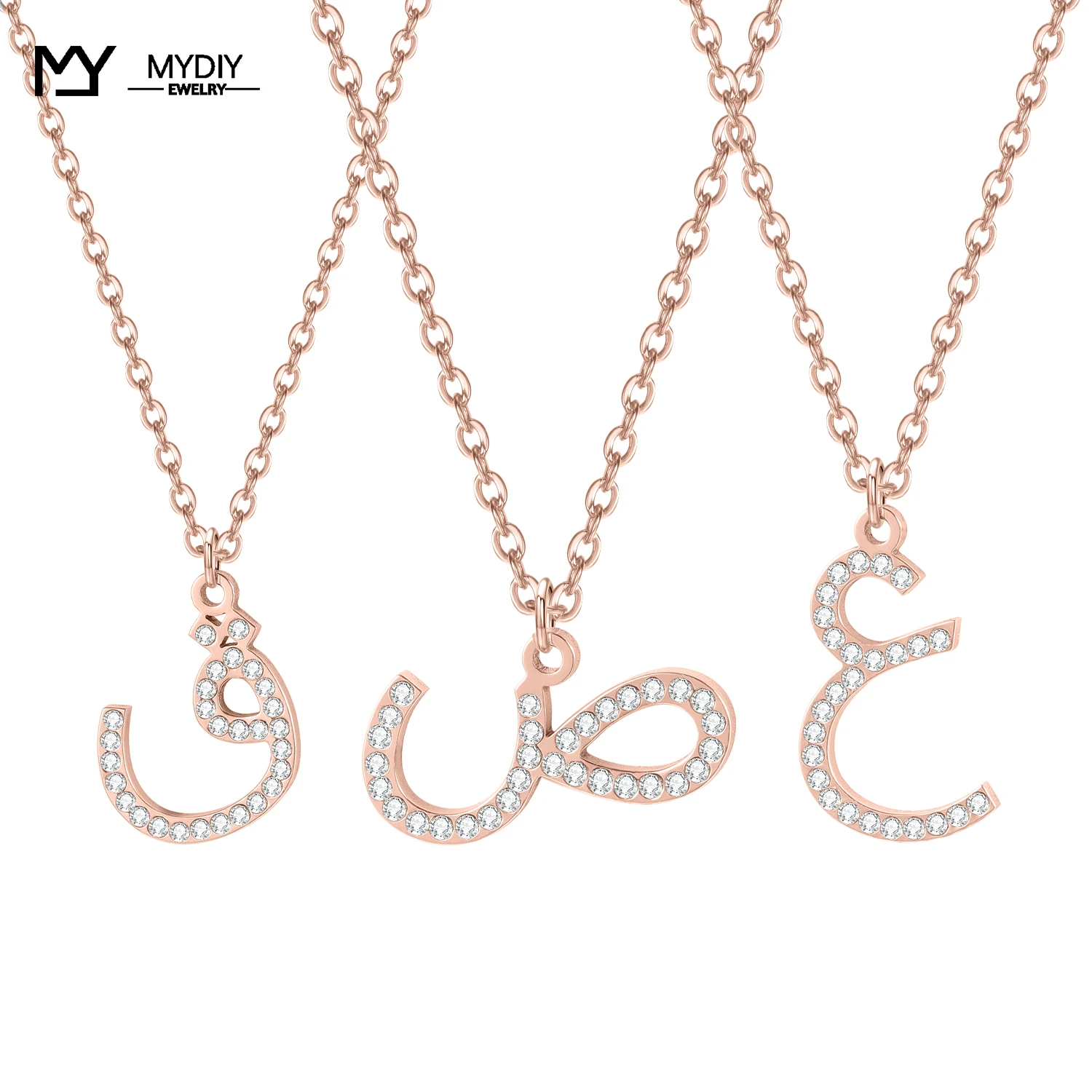 MYDIY Initial Necklace In Arabic Letter 925 Stering Silver Point drill   Pendant Unique Necklace Jewelry 2021 TREND Friends Gift