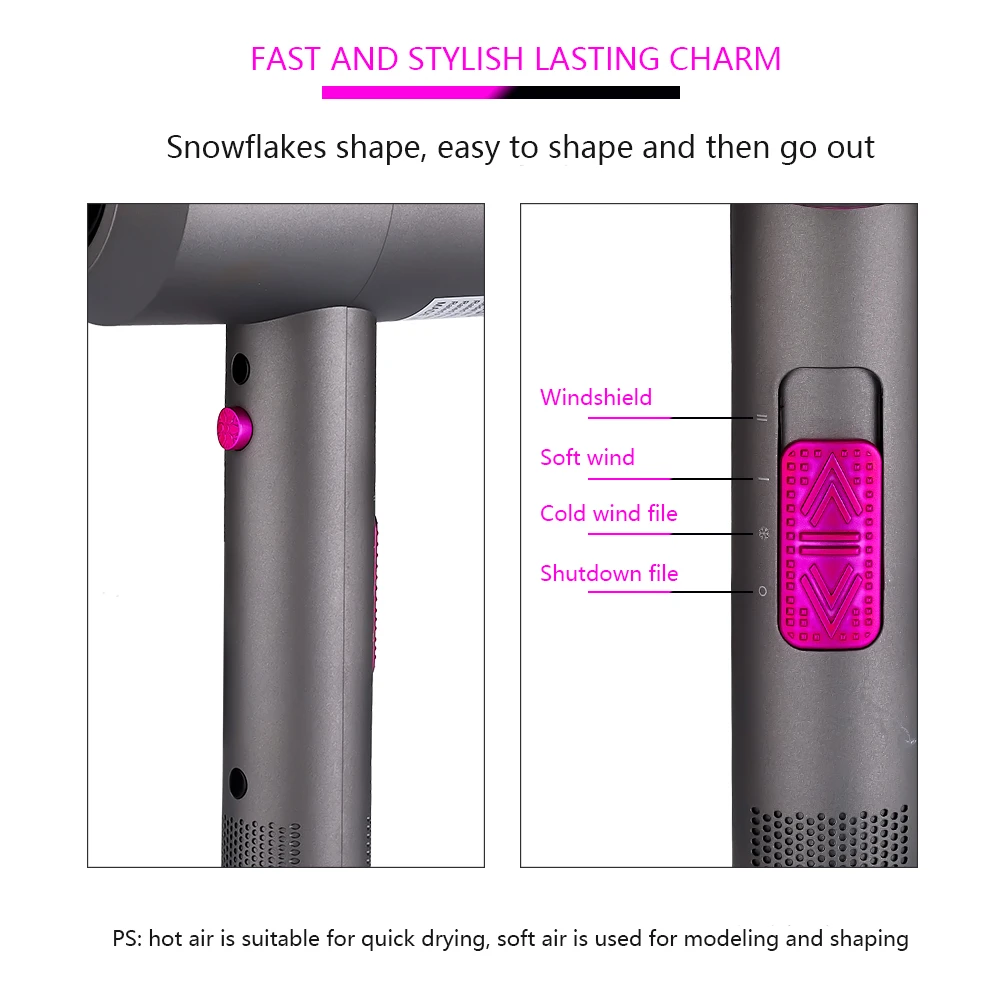 Портативный фен для волос профессиональный с горячим воздухом щетка