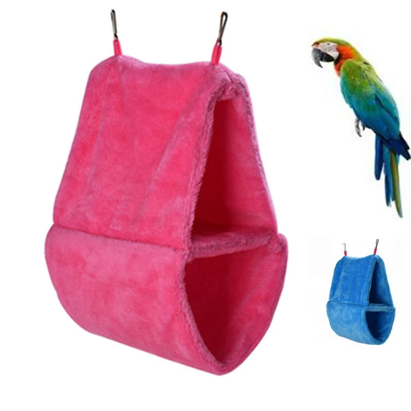 

Double Layer Birds Hammock Tent Parrot House Bed Warm Coral Fleece Nest Hanging Bed House Bird Cages Nest Winter Bird Supplies