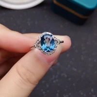 7mm 9mm natural london blue topaz ring for party classic 2ct topaz silver ring 925 silver topaz jewelry
