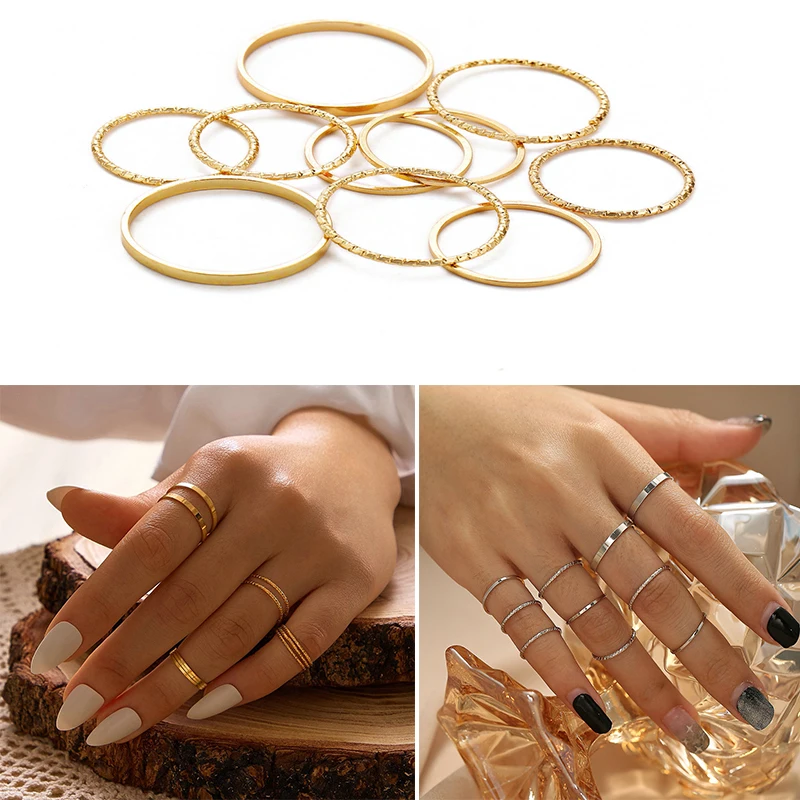 Кольца женские минималистичные 10 шт./компл. | Украшения и аксессуары