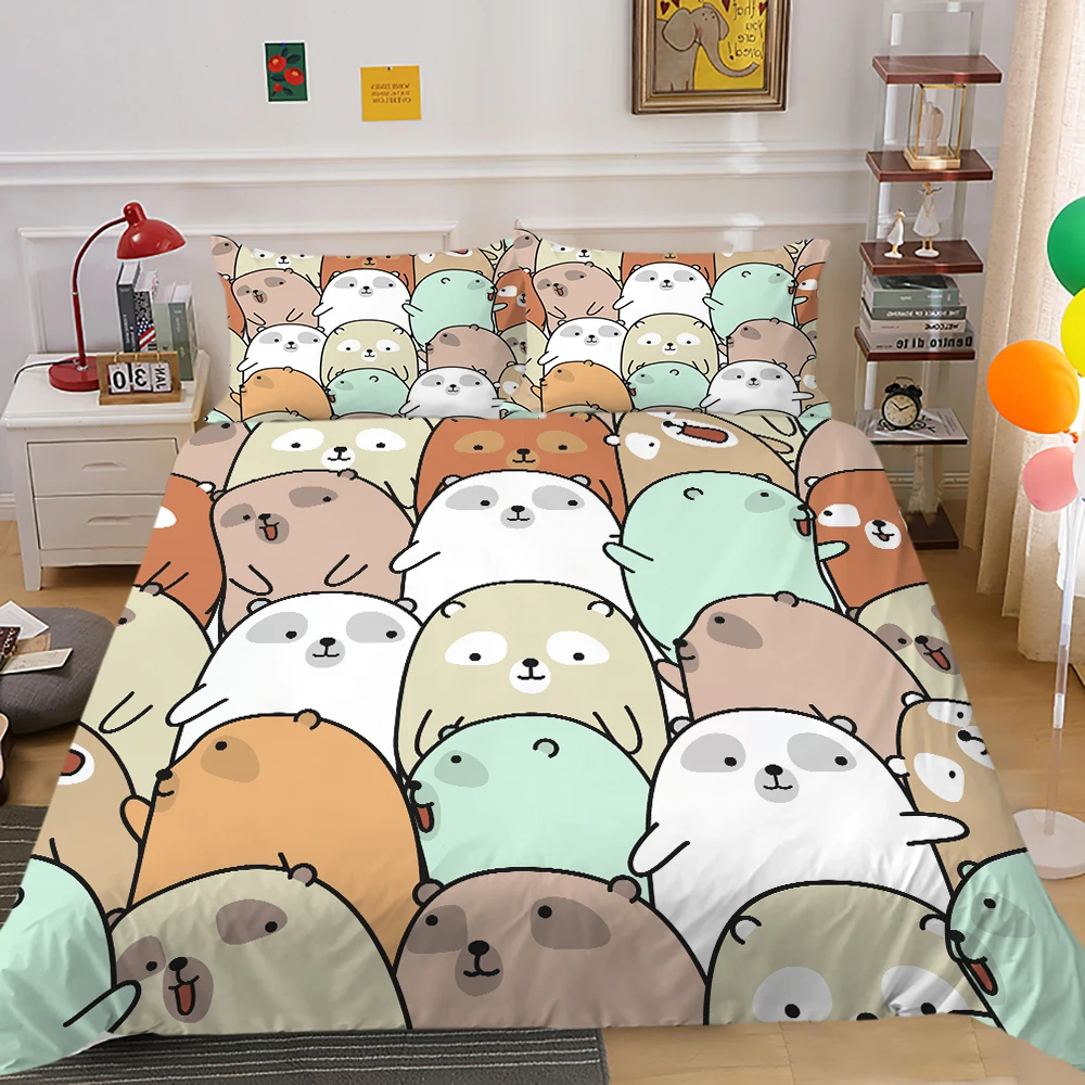 

3D Bedding Set Queen Size Bed Cover Set Children Girls Boy Cartoon Animals Printed Duvet Covers King Full Double Single Size