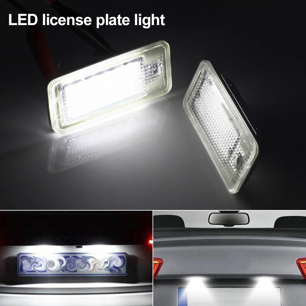 

12V 1Pair License Plate Light No Error 18LED 6000K for A3/A4/A6/A8/Q7/RS4/RS6 LED License Plate Frame Lamp Assembly Car Lights