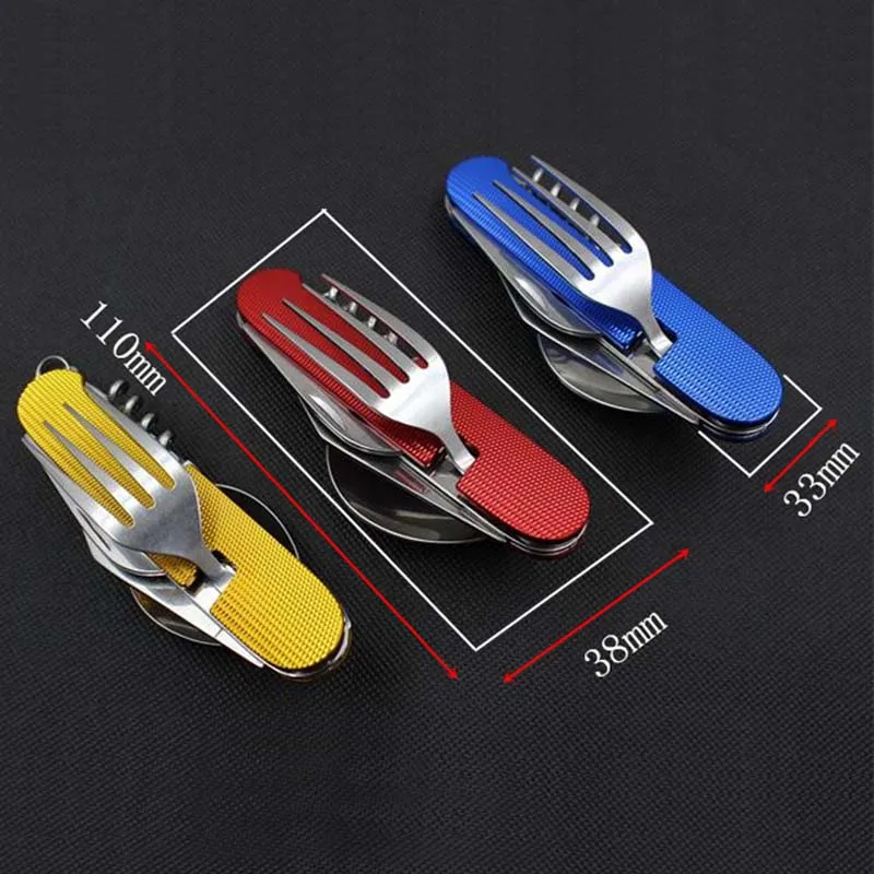

New Arrivals Outdoor Sports Camping Picnic Traveling Tableware Kits Folding Portable Stainless Steel Cutlery Knife Fork Spoon