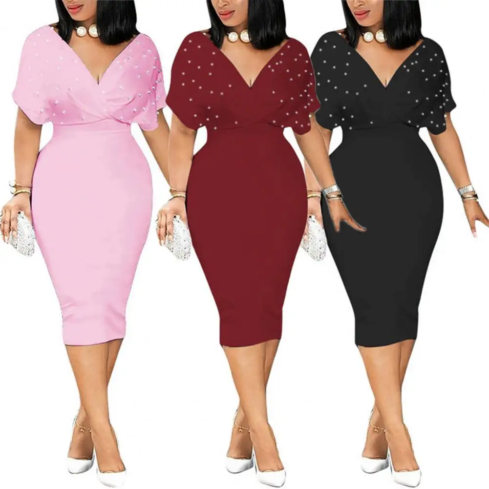 

Summer Loose Women Dress Bat Shape Loose Long V-neck Back Zipper Evening Elegant Party Maxi Dress