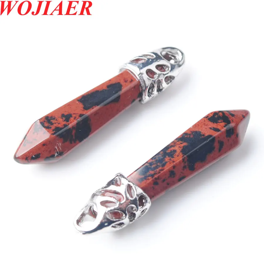 

2PCS Natural Hexagonal Red River Jasper Gem Charms Pendant Findings for Jewelry Making Women Necklace Earrings DIY PZ9018