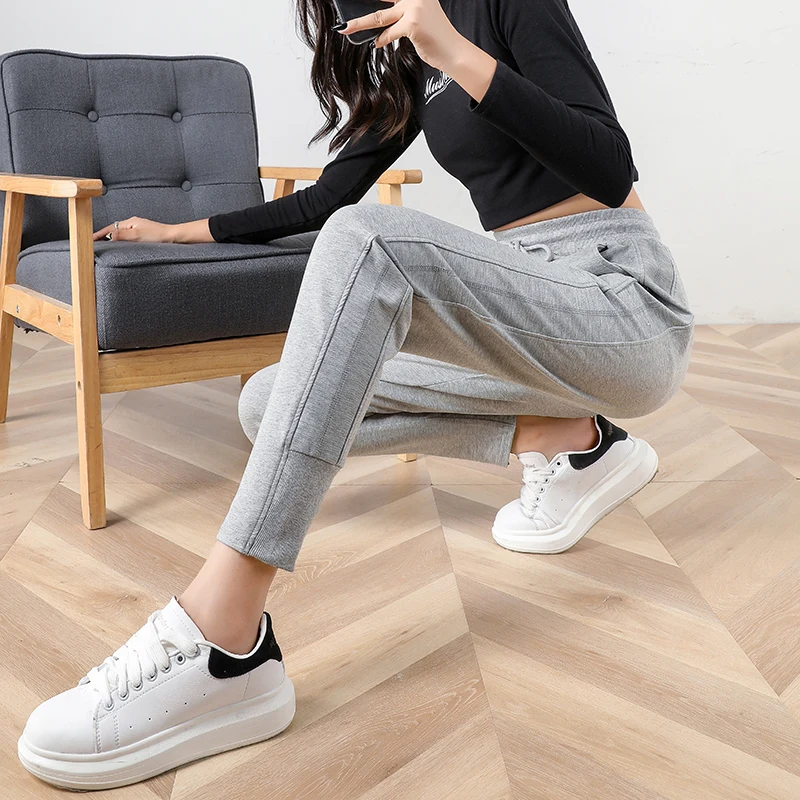 Серые спортивные штаны с флисовой подкладкой женская верхняя одежда свободные