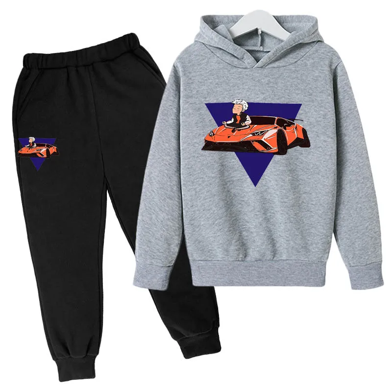 

Autumn and winter 2 children's hoodie tops Merch-A4 sweatpants suit boys and girls family leisure high-quality fleece hoodies
