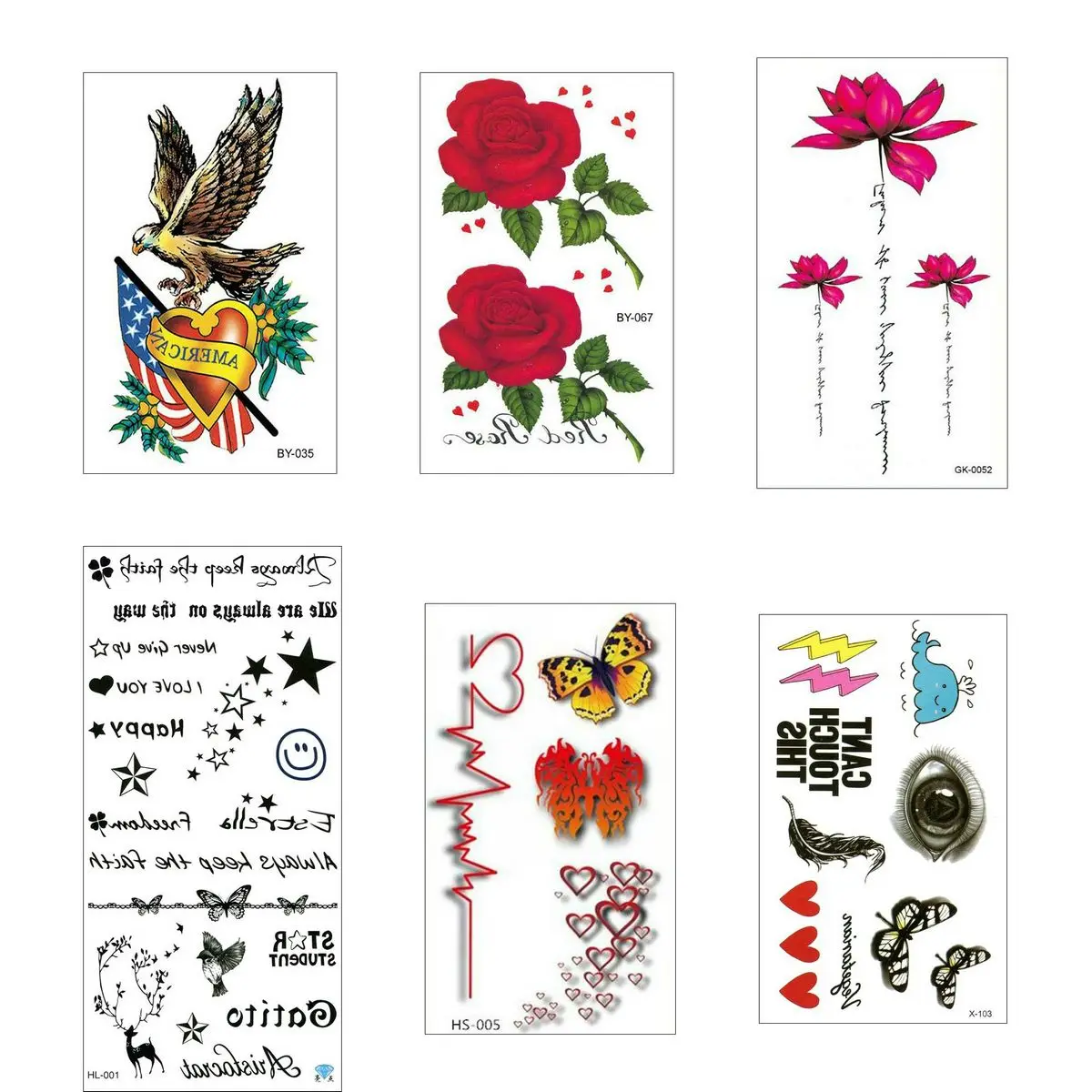 

6 шт./партия, временные тату-наклейки для мужчин и девочек