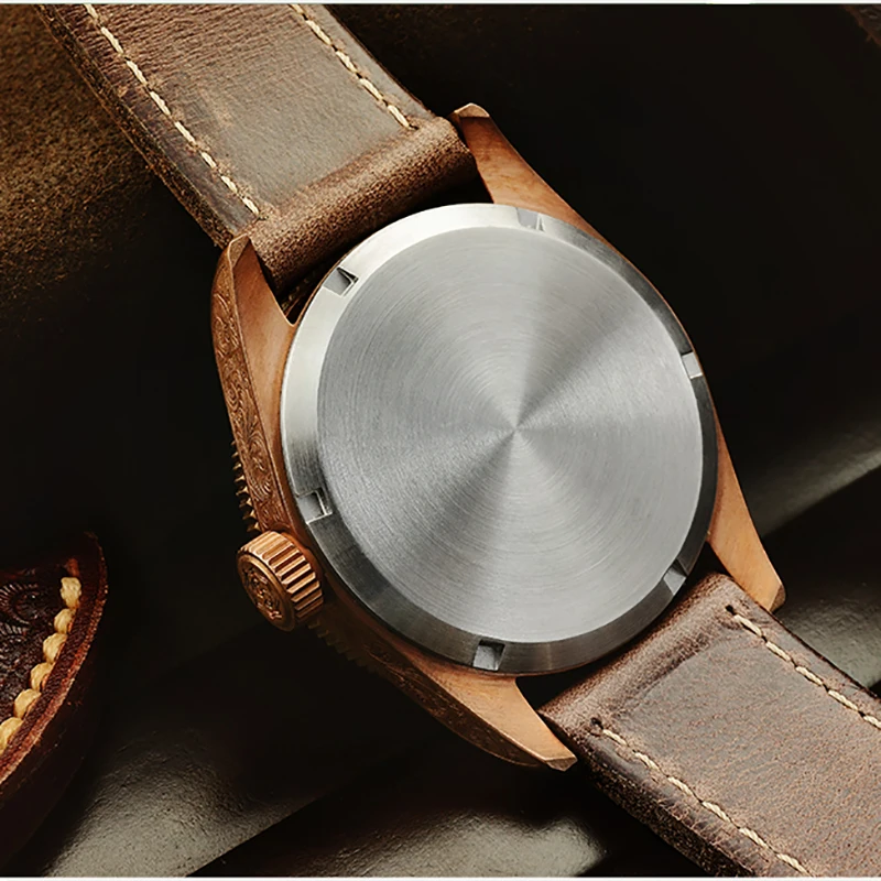 

San Martin Retro automatic Carved Bronze Men's Watches 50ATM Sapphire Glass Unisex Mechanical Male Wrist watch for Men Relojes