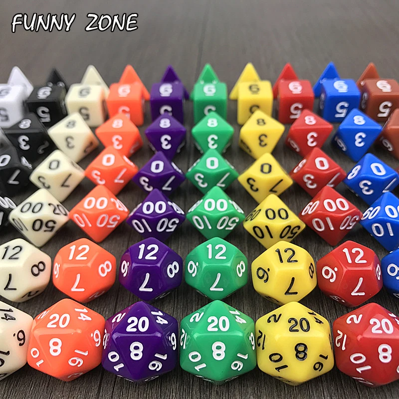 7 шт./компл. непрозрачная Двусторонняя игральная кость многогранная D4 D6 D8 D10 % D12 D20