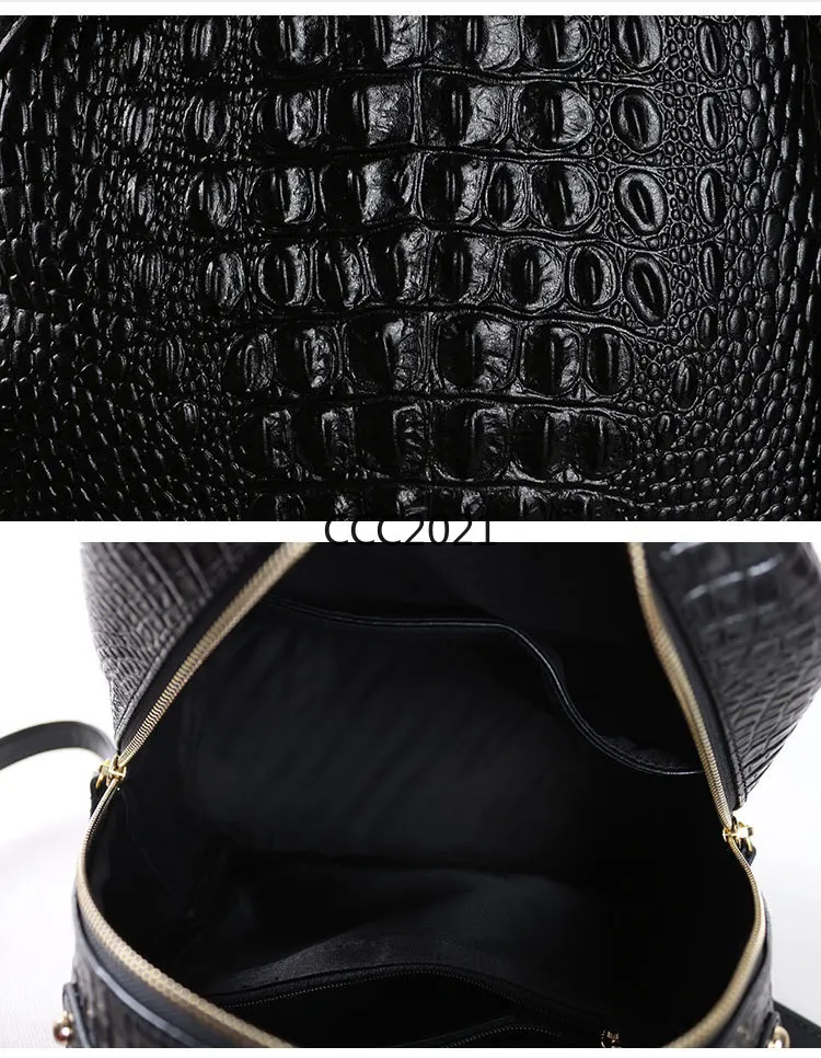

2021 Luxury Crocodile Women Backpack Fashion Daypack High Quality Genuine Leather Travel Bag One Shoulder Bags
