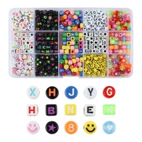 15grid 750pcs acrylic letter number mixed squre loose beads for diy jewelry making bracelet necklace craft kit set accesories