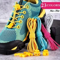 5 pcs sneaker elastic lazy shoelaces free laces childrens colored round silicone rubber band shoelace buckle