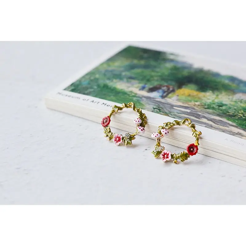 Искусство сад ветер серьги в виде попугая цветок грибной венок DIY ручной работы