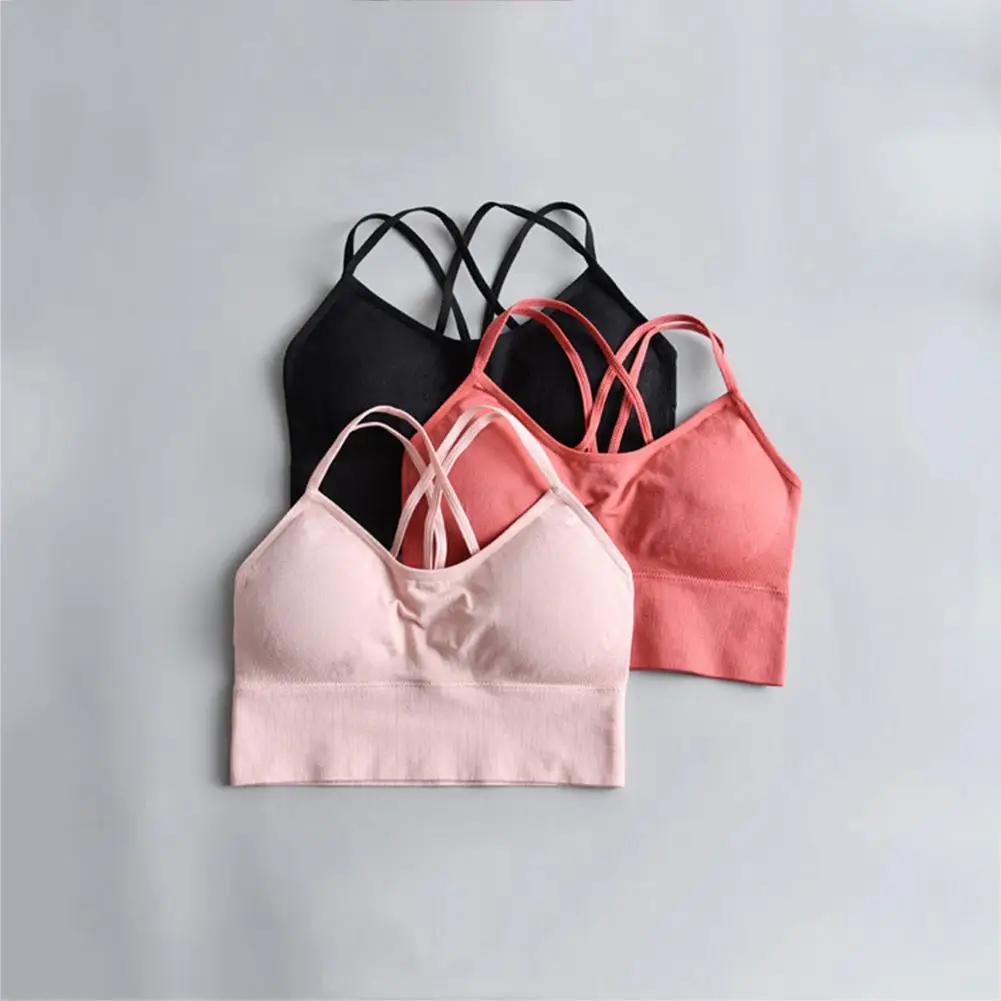 Fashion Women Sexy Crossing Spaghetti Straps Bra Quick Dry Shockproof Running Brassiere