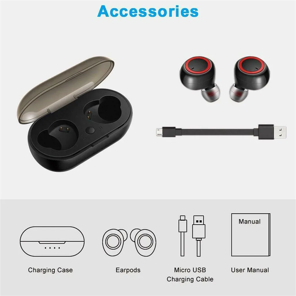 Наушники-вкладыши мини-гарнитура 3D стерео звук спортивные наушники с микрофоном