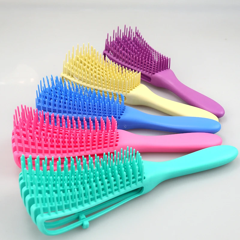 

Щетка для распутывания волос 4c, щетка для распутывания волос для завитых, влажных, густых, курчавых волос, регулируемая щетка для волос, Масс...