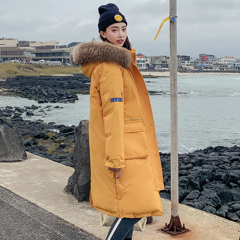 25 градусов зимние X-long parkas пальто женское утепленное плотное пальто с большим меховым воротником Повседневная женская зимняя куртка-парка на синтепоне