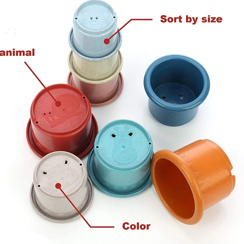 

Baby Toys 13 24 Months Montessori Stacking Cups Toy Toddler Boys Stack Cup Educational Bathing Toys For Children 1 Year Old Gift
