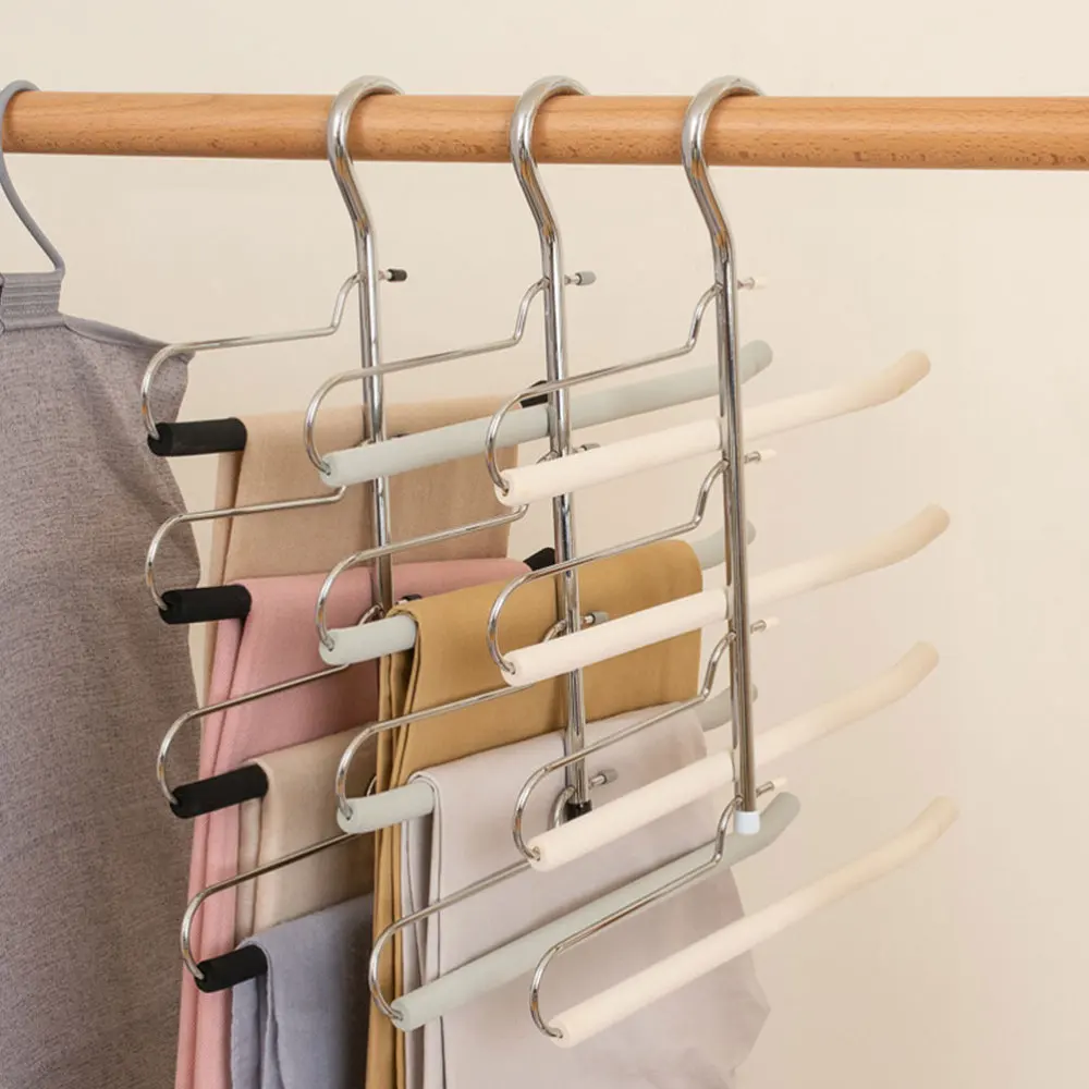 

2pcs Skid-proof Pants Hanger Muitipurpose Hanger Clothes Hanger (Black Gray)