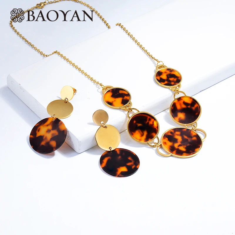 Baoyan модный Леопардовый ювелирный набор женский подарочный большой золотой