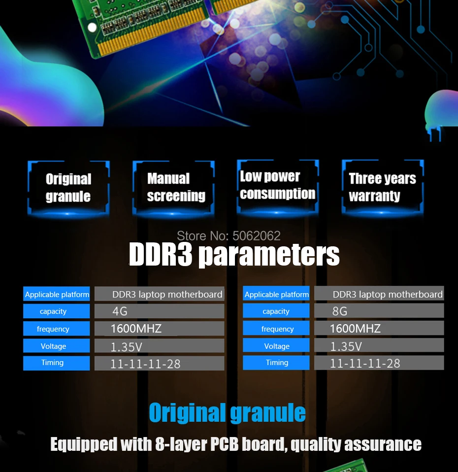 Pccooler DDR3 DDR3L лэптоп ноутбук память Оперативная память 4 ГБ 8 ГБ 1600 МГц 1,35 V PC3L 12800S памяти