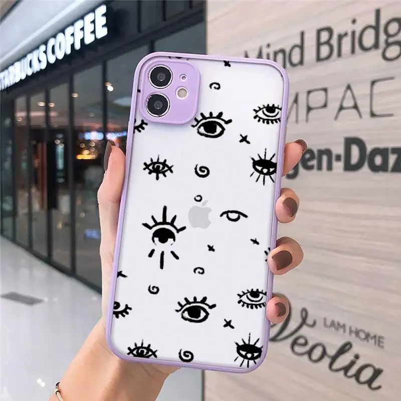 

Evil Eye 1 Phone Cases matte transparent For purple iPhone 7 8 x xs xr 11 12 pro plus max mini Clear Funda