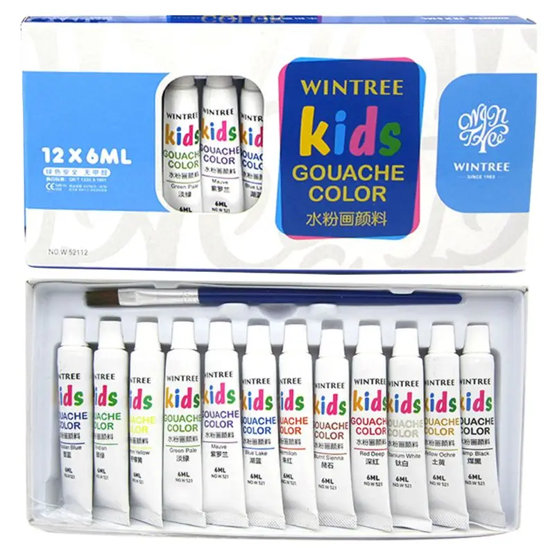 

Gouache Paint Set 12 Vibrant Colors in Tubes Easy Convenient to Mix with Great Results