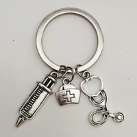 nurse key chain medical box syringe keychain stethoscope key chain cute key ring jewelry medical worker gift