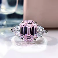 luxury 100 925 sterling silver cut pink high carbon diamond gemstone rings for women wedding party engagement fine jewelry