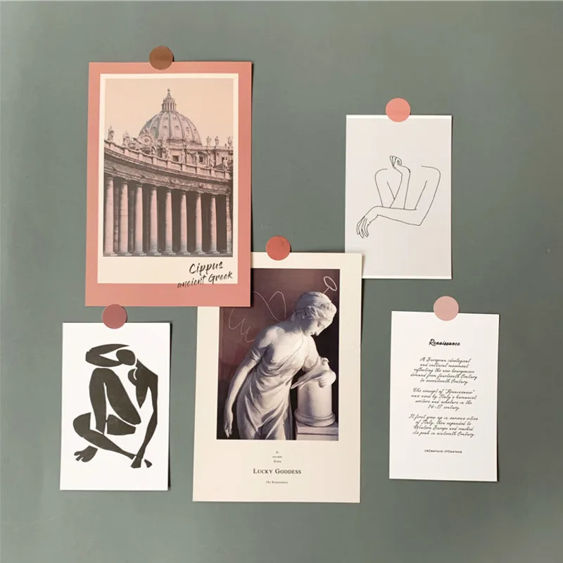 

Ins Popular Vintage Art Card Postcard Bedroom Diy Decorative Wall Sticker Greeting Card Handmade Decorative Stickers