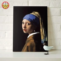 painting by numbers art paint by number wearing pearl earrings girl dutch painter johannes vermeer diy digital painting decorati