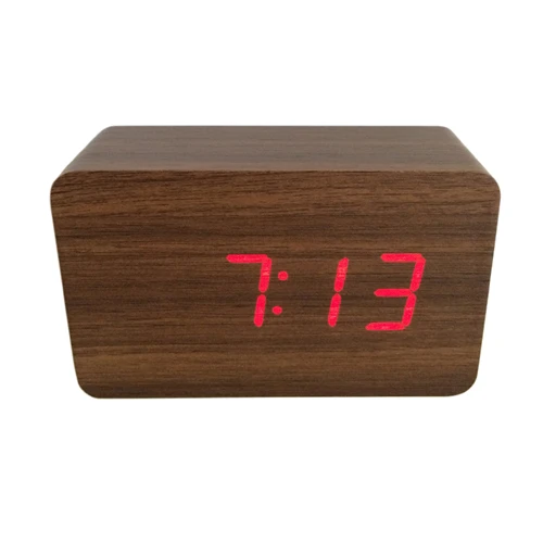 brown board red Мини-будильник с управлением звуком Деревянные Часы светодиодный дисплей милые настольные часы цифровые часы AJ6030 - Цвет: brown board red