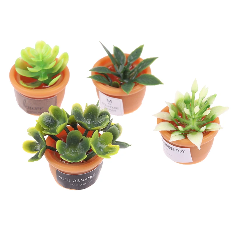 

2022 4Pcs/lot Dollhouse Miniature Green Mini Potted For Green Plant In Pot