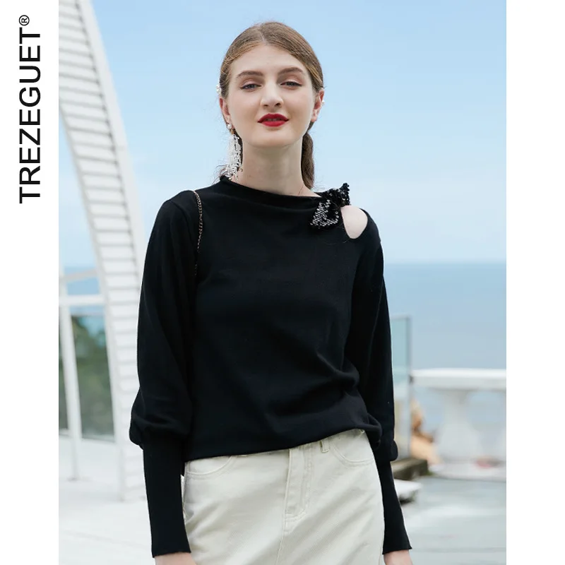

Off-shoulder Long-sleeved Cashmere 2021 Autumn Women's New Loose Pullover Korean Version Of Pure Color Sweater