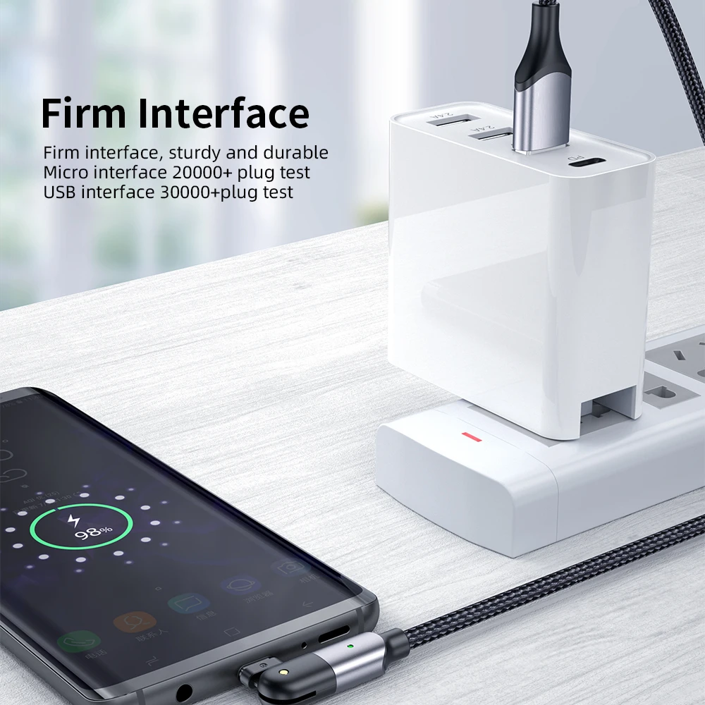 FONKEN поворот кабель с разъемом USB Type C 3A для быстрой зарядки светодиод Samsung Huawei Xiaomi LG