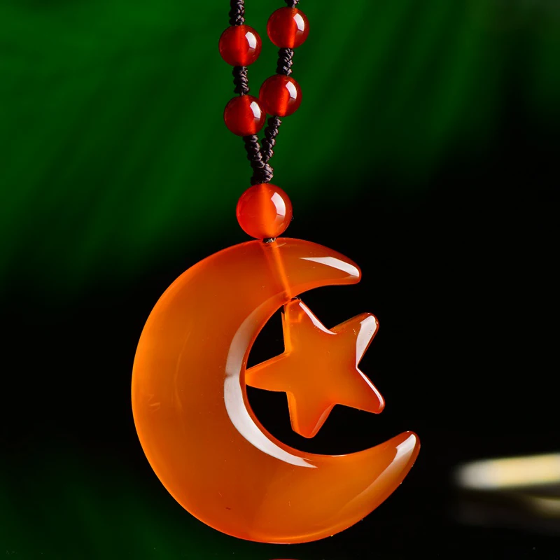 Натуральный халцедон подвеска в виде Луны искусственное ожерелье счастливый