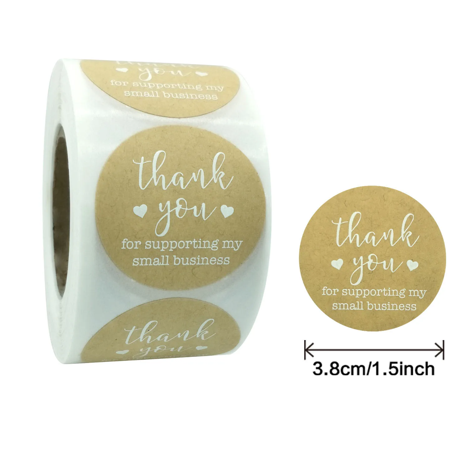 

D&M Hot Style Wholesale custom roll kraft paper white font flowers thanks for wedding decoration heart sticker seal label