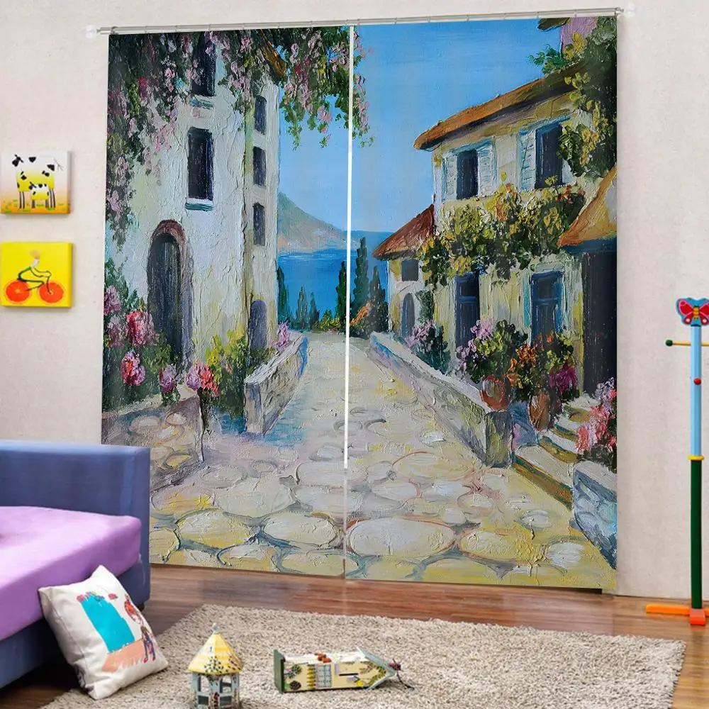 Занавески с рисунком деревенской дороги 3D занавески на окна роскошные Блэкаут 3d