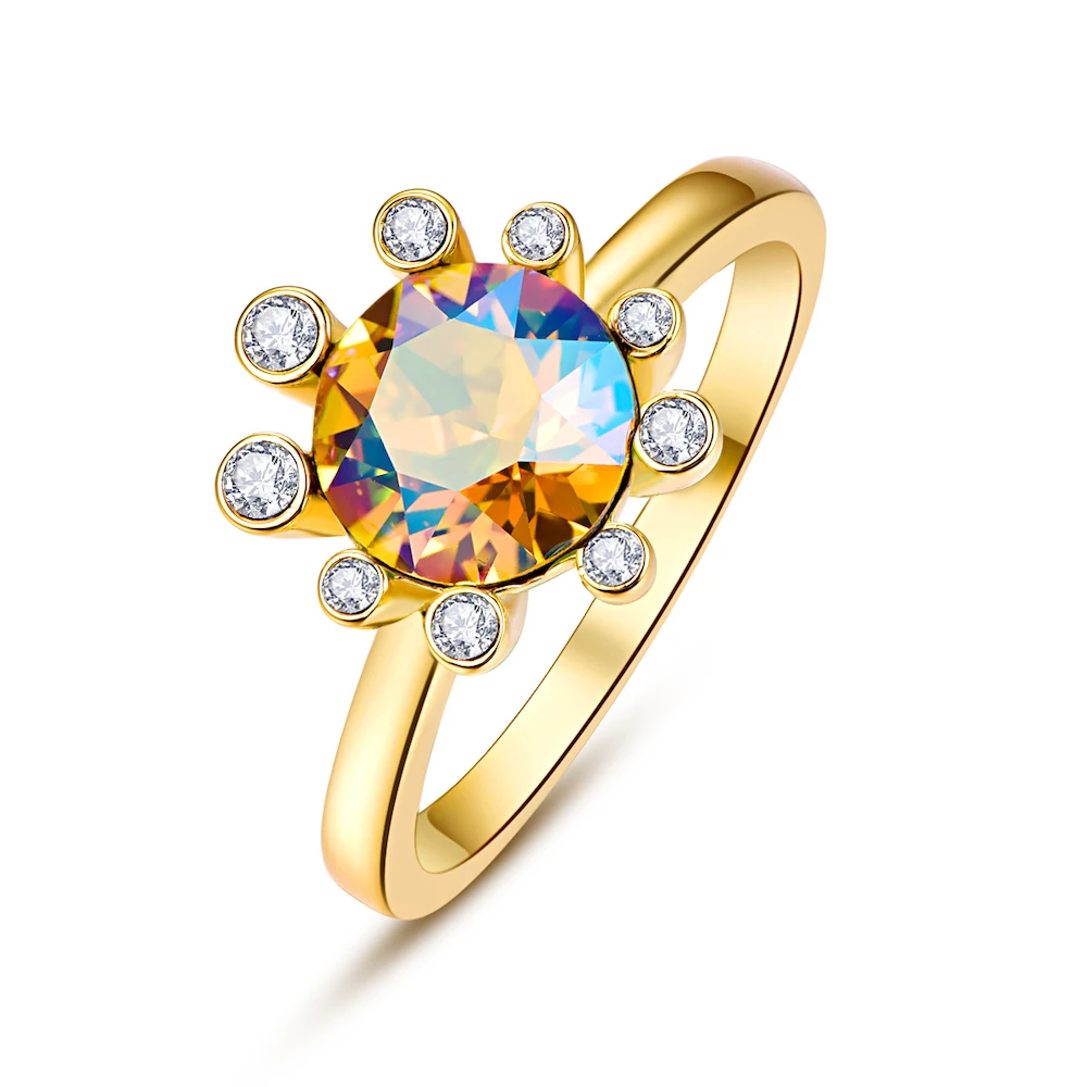 Кристаллы от Swarovski Glod цветные кольца Цветы для женщин элегантное кольцо Новая мода Роскошные женские кольца Свадебные украшения - Цвет основного камня: 226 SHIM